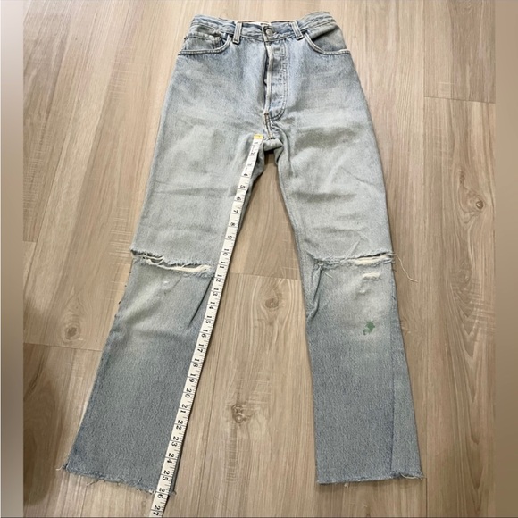 redone vintage levi’s 501 straight jeans size 24 - Picture 9 of 11